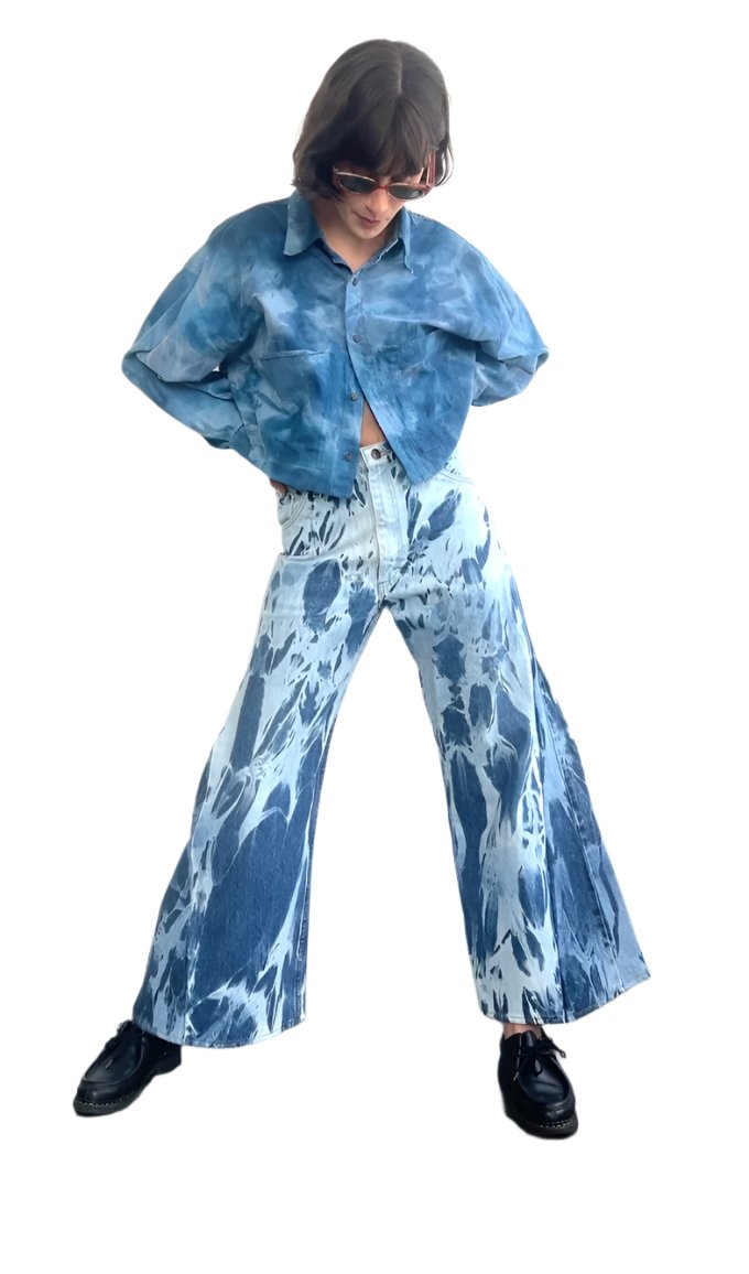 Shibori Repurposed Wide Leg Jean