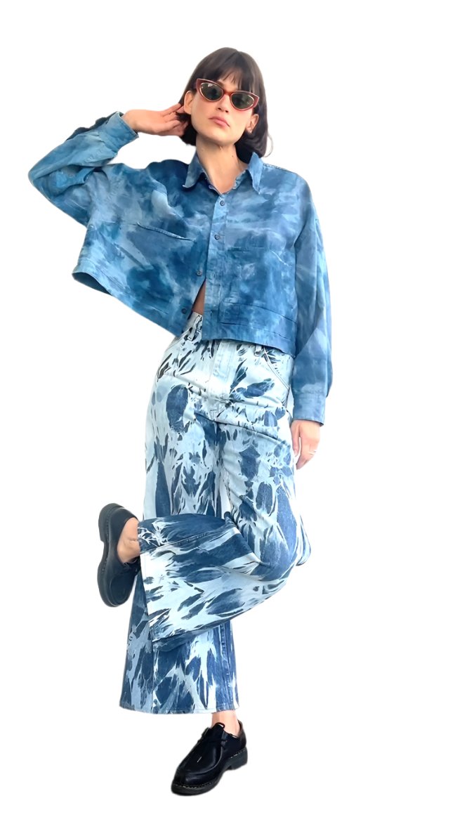 Shibori Repurposed Wide Leg Jean