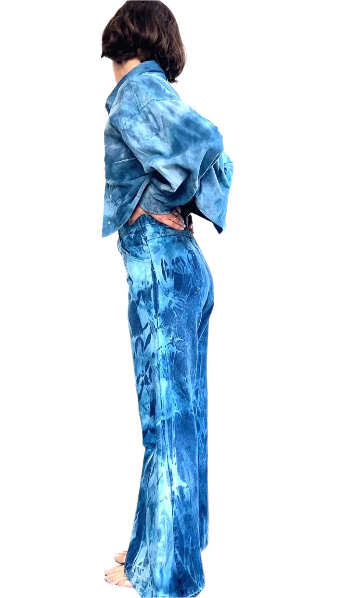 Shibori & Ice Dyed Repurposed Wide Leg Jean