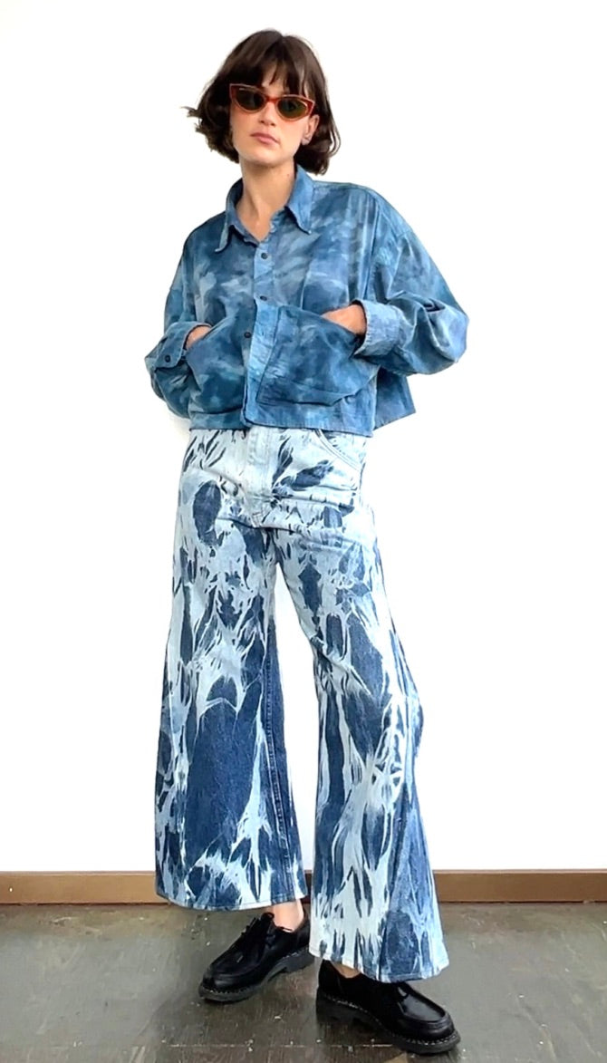 Shibori Repurposed Wide Leg Jean