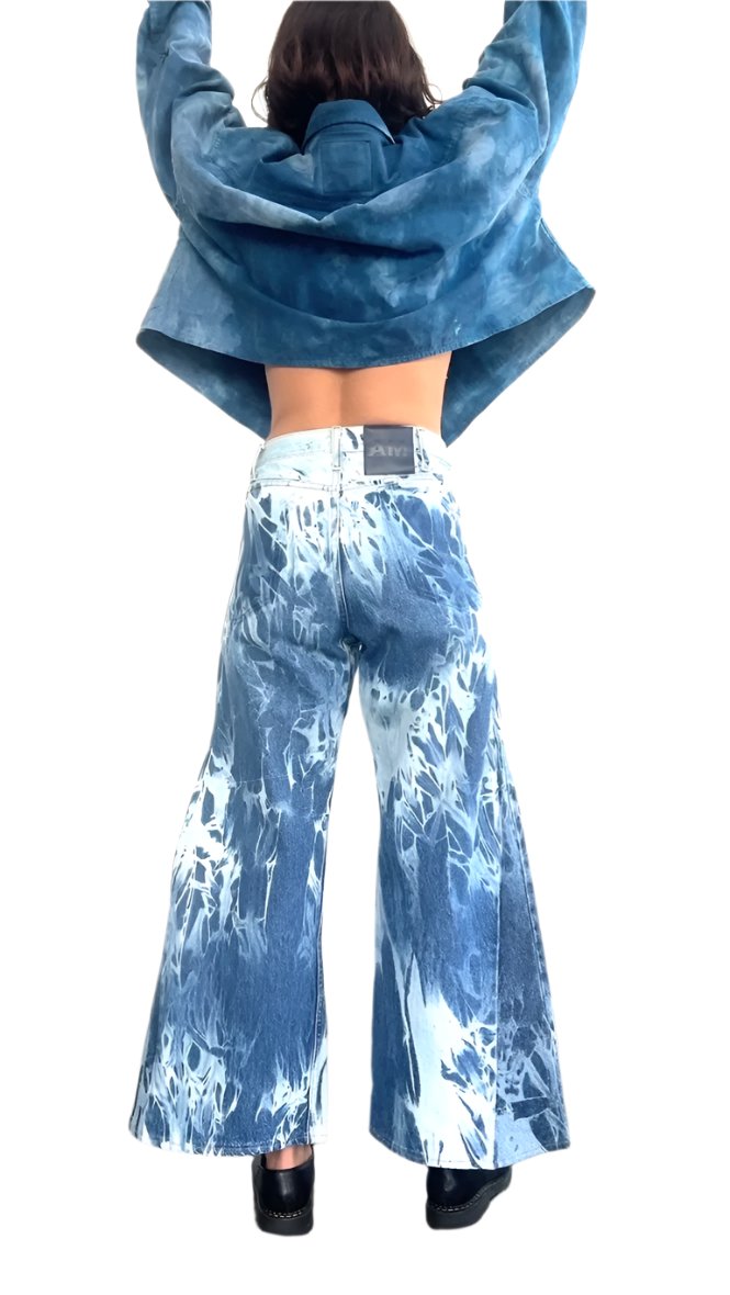 Shibori Repurposed Wide Leg Jean